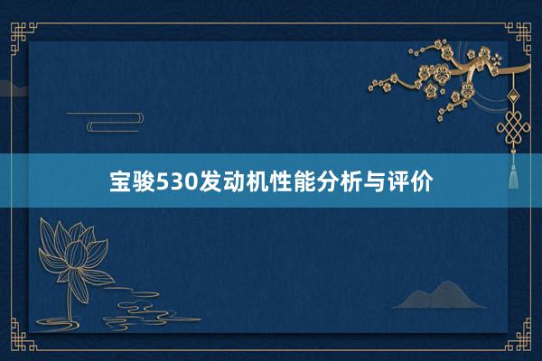 宝骏530发动机性能分析与评价